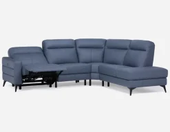 BILLIE right-facing 100% leather power reclining sectional sofa