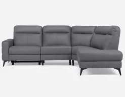 BILLIE right-facing 100% leather power reclining sectional sofa