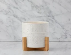 BOLANOW ceramic planter with bamboo stand 24 cm