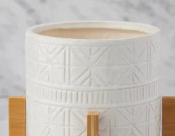 BOLANOW ceramic planter with bamboo stand 24 cm