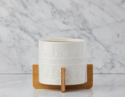 BOLANOW ceramic planter with bamboo stand 24 cm
