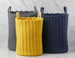 BUD set of 3 cotton rope and straw baskets