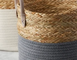 BUD set of 3 cotton rope and straw baskets