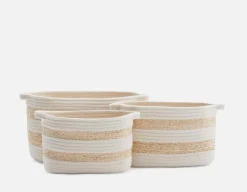 BUONO set of 3 maize and cotton rope baskets