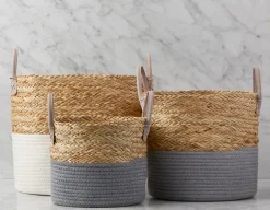 BURON set of 4 maize and cotton rope baskets
