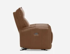 CALVERO contemporary power-reclining and glider 100% leather armchair with usb port