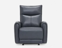 CALVERO contemporary power-reclining and glider 100% leather armchair with usb port