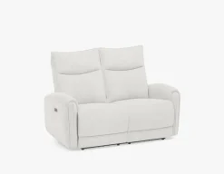 CALVERO contemporary power-reclining and glider 100% leather armchair with usb port