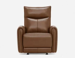 CALVERO contemporary power-reclining and glider 100% leather armchair with usb port