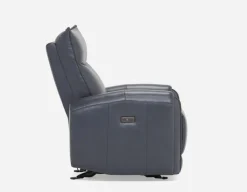 CALVERO contemporary power-reclining and glider 100% leather armchair with usb port