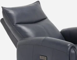 CALVERO contemporary power-reclining and glider 100% leather armchair with usb port