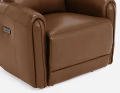 CALVERO contemporary power-reclining and glider 100% leather armchair with usb port