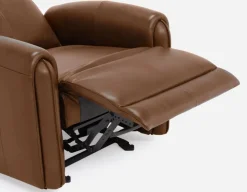 CALVERO contemporary power-reclining and glider 100% leather armchair with usb port