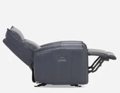 CALVERO contemporary power-reclining and glider 100% leather armchair with usb port