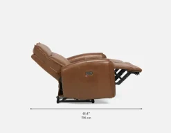 CALVERO contemporary power-reclining 100% leather loveseat with usb port