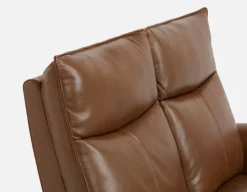 CALVERO contemporary power-reclining 100% leather loveseat with usb port