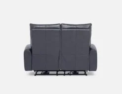 CALVERO contemporary power-reclining 100% leather loveseat with usb port