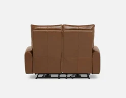 CALVERO contemporary power-reclining 100% leather loveseat with usb port