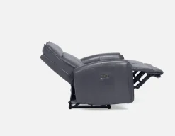 CALVERO contemporary power-reclining 100% leather loveseat with usb port