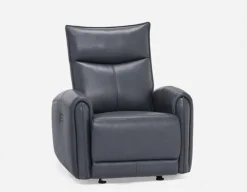 CALVERO contemporary power-reclining 100% leather loveseat with usb port