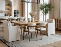DALTON rustic farmhouse extendable acacia wood dining table 180cm