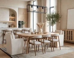 DALTON rustic farmhouse extendable acacia wood dining table 180cm