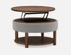DAMIAN wood veneer lift-top coffee table with storage 84 cm