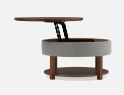 DAMIAN wood veneer lift-top coffee table with storage 84 cm