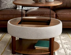 DAMIAN wood veneer lift-top coffee table with storage 84 cm
