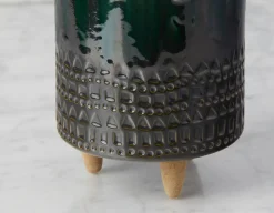 DASH planter with wood stand 21 cm