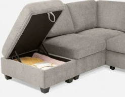 DELPHINE traditional left-facing sectional sofa-bed with storage