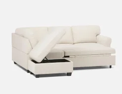 DELPHINE traditional left-facing sectional sofa-bed with storage