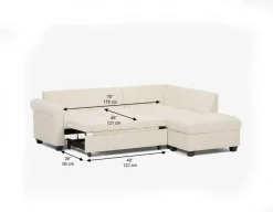 DELPHINE traditional right-facing sectional sofa-bed with storage