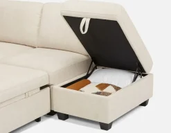 DELPHINE traditional right-facing sectional sofa-bed with storage