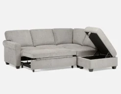 DELPHINE traditional right-facing sectional sofa-bed with storage