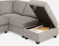 DELPHINE traditional right-facing sectional sofa-bed with storage