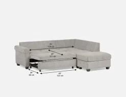 DELPHINE traditional right-facing sectional sofa-bed with storage