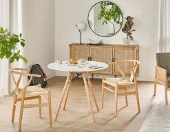 EIFFEL round lacquered dining table with solid beech wood legs 90 cm