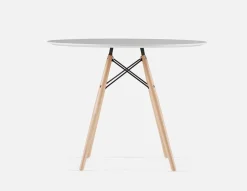 EIFFEL round lacquered dining table with solid beech wood legs 90 cm