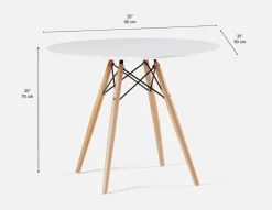 EIFFEL round lacquered dining table with solid beech wood legs 90 cm