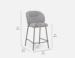 ELODI contemporary counter stool with backrest 66cm
