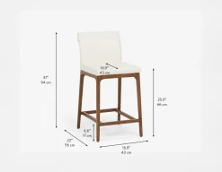 EVA 100% leather modern counter stool 66cm