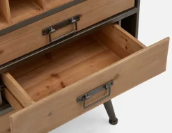 EVANS fir wood and metal wine cabinet