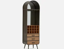 EVANS fir wood and metal wine cabinet