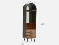 EVANS fir wood and metal wine cabinet