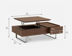 EVO walnut veneer lift-top storage coffee table 120 cm