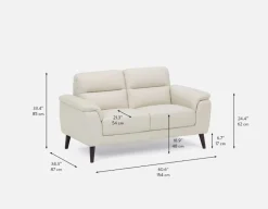 GAMARRA 100% leather modern contemporary loveseat