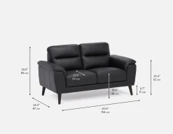 GAMARRA 100% leather modern contemporary loveseat