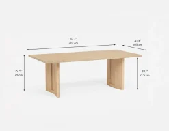 GILLIS modern farmhouse acacia wood dining table 210 cm