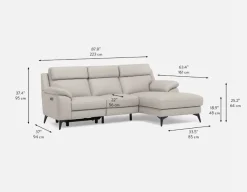 GIRONA 100% leather power reclining right-facing sectional sofa